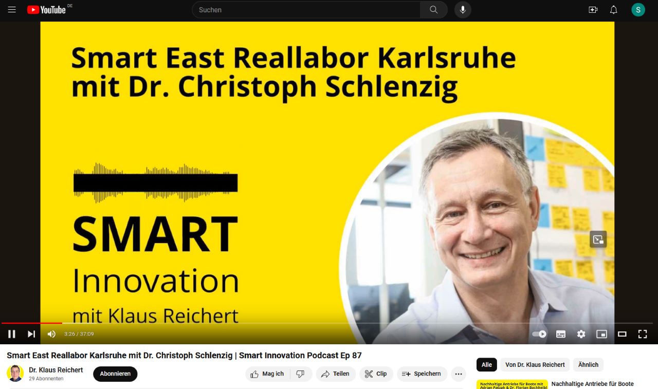 Projektleiter von Smart East, Dr. Christoph Schlenzig, im Smart Innovation PodCast von Dr. Klaus Reichert